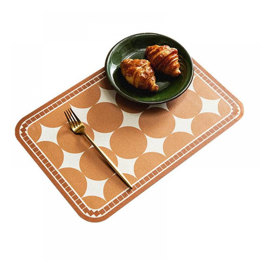 4 Pack Leather Placemats, Vintage Farmhouse Non Slip Machine Washable