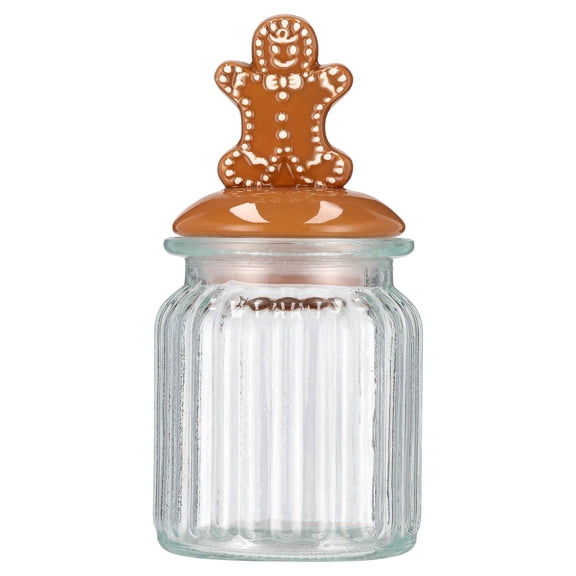 Glass Jar with Gingerbread Boy Lid, 6", by Holiday Time