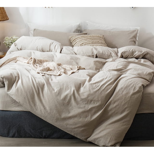 Juego de funda de edredón MooMee Bedding, 100% algodón lavado, tamaño king