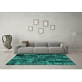 thumbnail image 3 of Ahgly Company Machine Washable Indoor Rectangle Patchwork Turquoise Blue Transitional Area Rugs, 2' x 4', 3 of 4