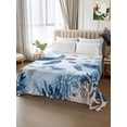 thumbnail image 2 of Blue Beach Coastal California King Size Flat Sheet, Wrinkleproof & Fadeproof Cooling Flat Bed Sheet Only, Coral Nautical Sea Turtle Breathable Soft Bedding Top Sheets 108 x 98 Inches, 2 of 8