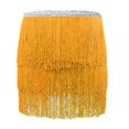 thumbnail image 5 of vigerkar Fringe Belly Skirt Sequin Tassel Dance Skirt Short Belly Hip Scarf Rave Party Skirts for Women Yellow, A, 5 of 5