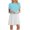 Light Blue, variant on Plus Size Dresses for Women Tunic Short Sleeve Crewneck Mini Sundresses Casual Color Block Patchwork Print Dress