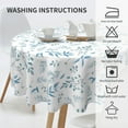 thumbnail image 4 of Watercolor Blue White Grey Leaves Round Tablecloth 60 Inch Teal Gray Woodland Leaf Table Clothes Spring Summer Waterproof Reusable Circle Table Cover for Picnic Party Dining Room Home Decor, 4 of 6