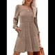 thumbnail image 3 of Vestido Estilo Babydoll Informal de Otoño con Cuello Cuadrado y Larga para Mujer Caqui XXL, 3 of 8