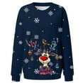 thumbnail image 4 of Fiaer Women Christmas Sweatshirts Deer Snowflakes Graphic Crew Neck Pullovers Long Sleeve Loose Fit Trendy Tops Navy XXL, 4 of 4