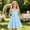Blue, variant on Kids Girl's Summer Sleeveless Loose Dress Square Neck White A-Line Dress With Pleated Decoration And Elastic Waistband Layered Ruffle Kawaii Mid Long Summer Dresses For 9-10 Years