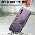 thumbnail image 6 of Dteck for Samsung Galaxy A16 5G Case Wallet with RFID Blocking Credit Card Holder Women Men Phone Case PU Leather Flip Protective Cover Zipper Pocket Ring Holder,Purple, 6 of 7