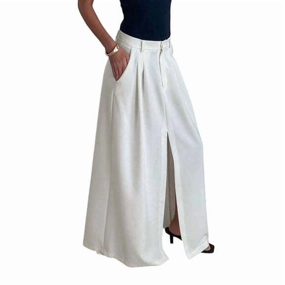 Women's Elegant Maxi High Waist Skirts Skirt for Casual White S
