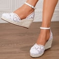 thumbnail image 5 of IWRICH Espadrilles Wedges Sandals for Women Wedge Platform Sandals Closed Toe Ankle Strap Buckle Casual Summer Wedge Heels White 9, 5 of 9