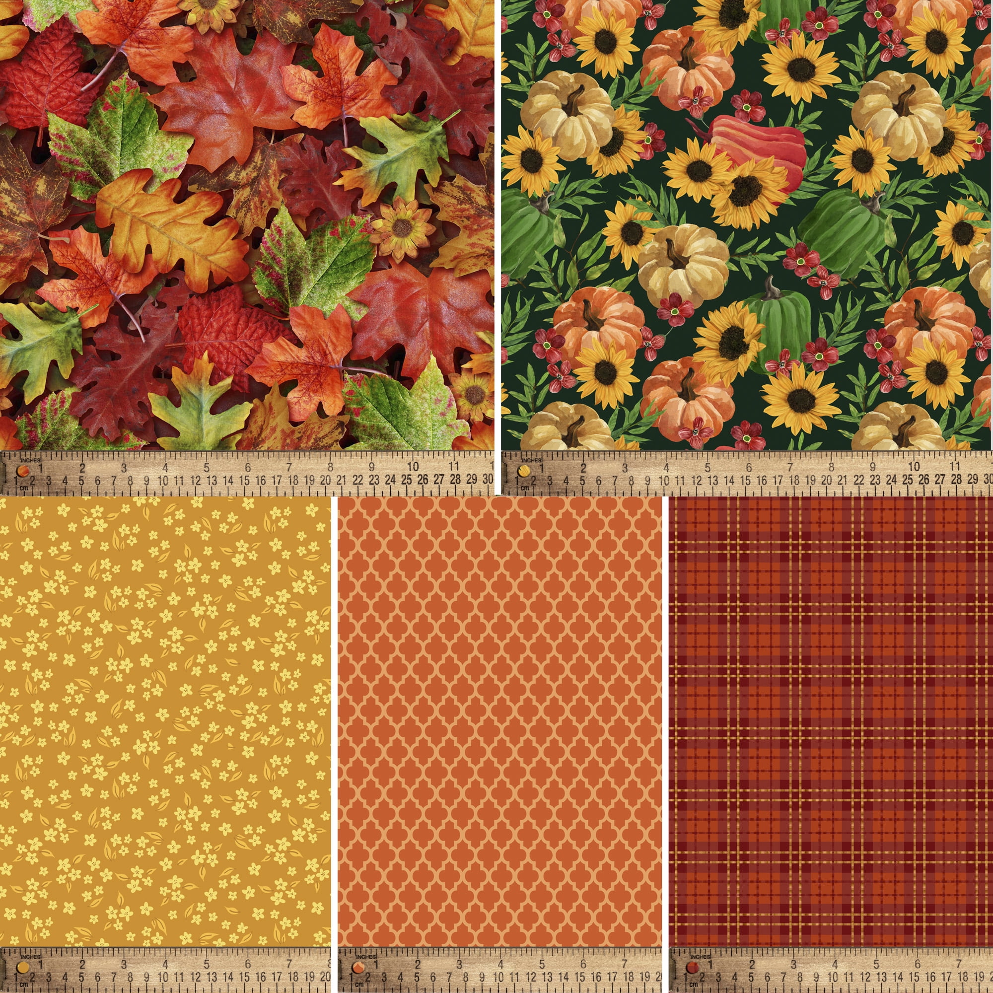 David Textiles 18" x 21" 100% Cotton Harvest, Multi-color, for Quilting & Sewing, 5 Pieces