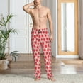 thumbnail image 5 of Uemuo Strawberry And Flowers Pattern Men's Wide Leg Palazzo Lounge Pants with Pockets Light Weight Loose Comfy Casual Pajama Pants-XX-Large, 5 of 9