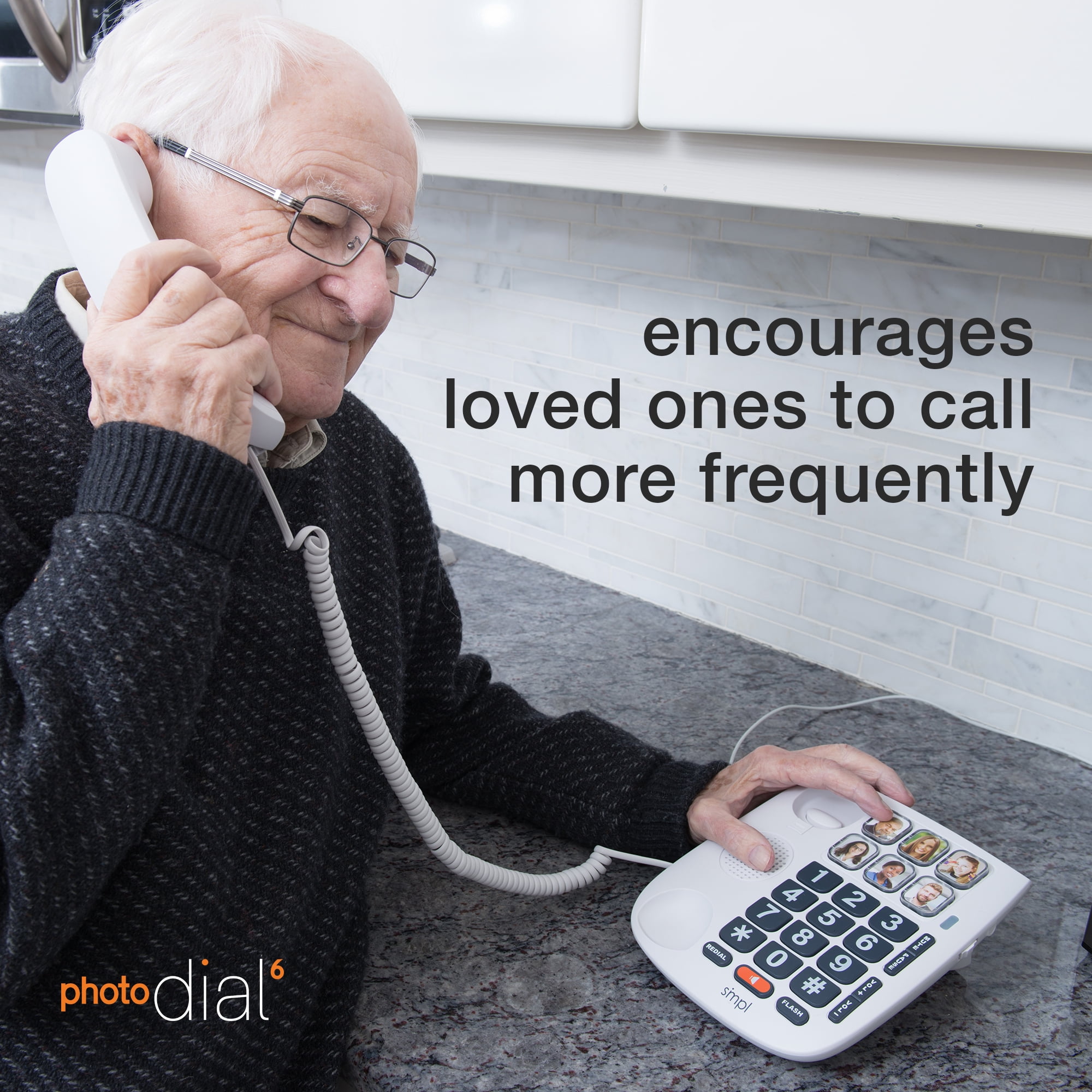 SMPL Hands-Free Dial Photo Memory Big Button Phone for Seniors - One-Touch Dialing, Large Buttons, Hearing Impaired Phones for Elderly, Alzheimer's, Dementia.