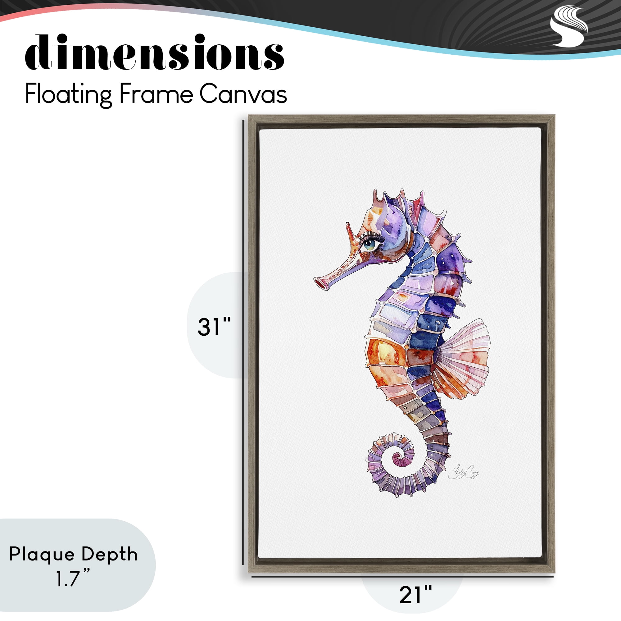 Stupell Industries Sea Whisper Seahorse Brown Framed Floater Canvas Wall Art, design by Shelly Craig