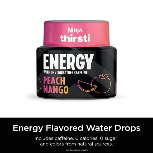 Ninja Thirsti ENERGY Peach Mango Flavoured Water Drops , WCFPM6C, Flavoured Water Drops