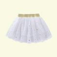 thumbnail image 3 of Elainilye Fashion Toddler Girls Tutu Skirt Party Performance Dress Solid Color Net Yarn Sequins Stars Tulle Skirt, Sizes 2-14Y,White, 3 of 5