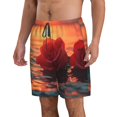 thumbnail image 2 of KLL Romantic Roses Sunset Ocean Men's Casual Summer Beach Shorts Hawaiian Shorts with Pockets-X-Large, 2 of 5