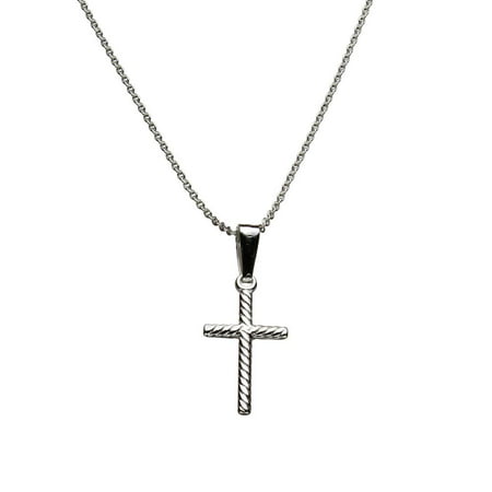 Sterling Silver Small Rope Cross Pendant Cable Chain ...