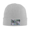 thumbnail image 2 of ZICANCN Colorful Floral Abstract Leaves Knit Beanie Hat, Winter Cap Soft Warm Classic Hats for Men Women, Gray, 2 of 8
