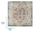 thumbnail image 7 of Livabliss Area Rugs for Living Room, 7ft Round Murat Traditional Aqua Square Rug, Bedroom Dining Room Home Decor Stain Resistant Carpet (6'7" x 6'7"), 7 of 7