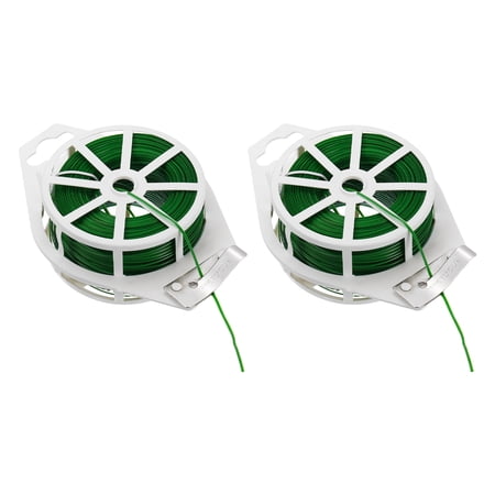 Uxcell 2pcs Twist Tie with Cutter 492FT (150m) Garden Plant Ties Garden Twine Support Wire for Gardening Plant Support Growth Care Home Office Cable Organization Green