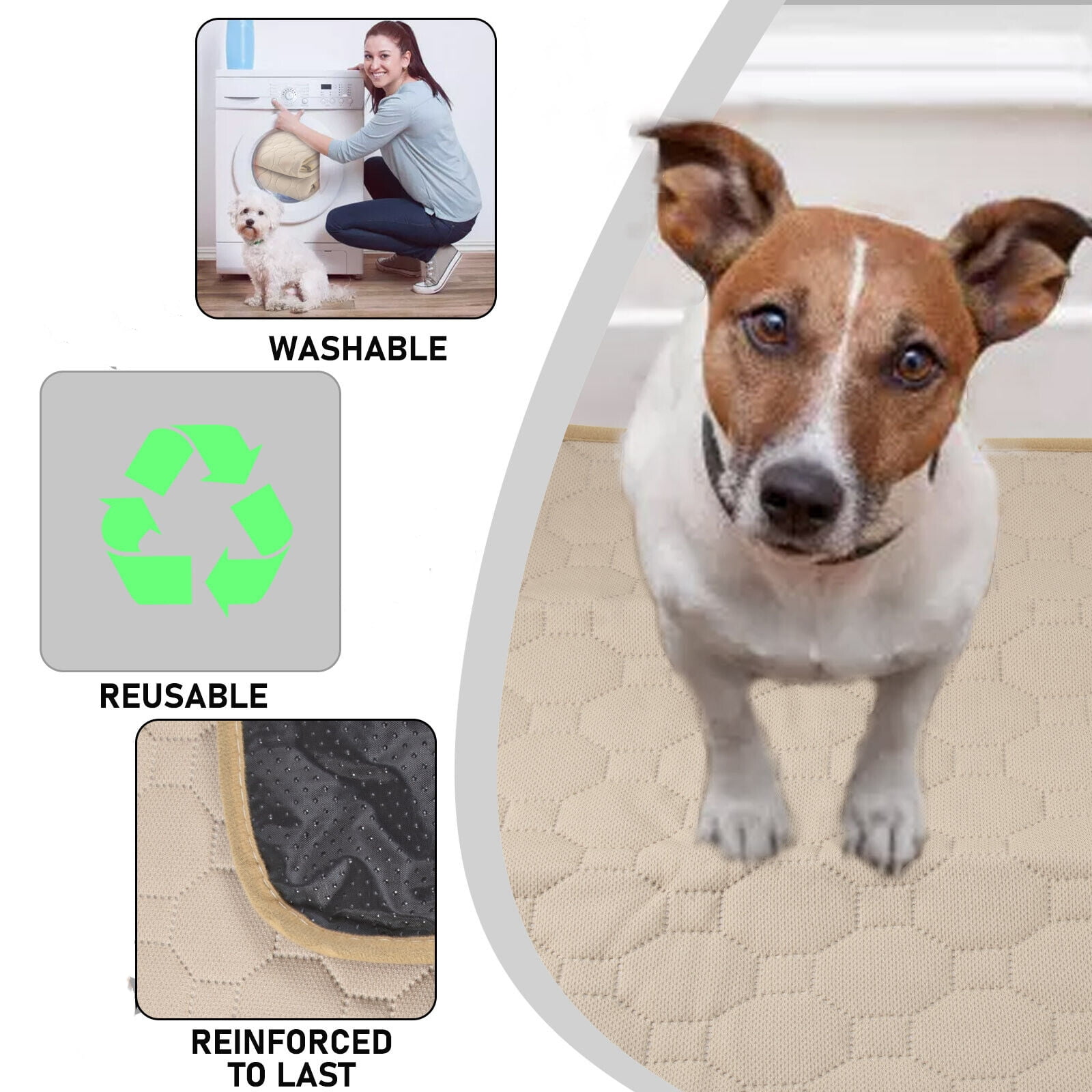 Reusable Puppy Pads, Washable Pee Pads for Dogs, Absorbent and Leakproof Training Mats for Potty, Bed, Sofa
