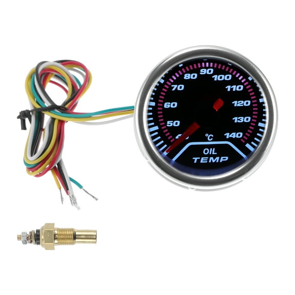 Unique Bargains Oil Temp Temperature Gauge Meter Kit Chrome Plating Engine Temp Gauge 2" 52mm Colorful 40Degrees Celsius-140Degrees Celsius