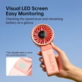 thumbnail image 6 of JISULIFE Portable Handheld Fan, 5000mAh Mini Desk Fan 19.5H Max Cooling Time, 5-Speed, LED Display, Neck Fan for Travel Concerts, Christmas Gifts for Women- Pink, 6 of 11