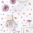 thumbnail image 1 of Calcomanía de pared de flores rosas de acuarela, pegatina de pared floral de peonía floreciente para decoración de dormitorio de niñas, 1 of 7
