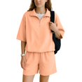 thumbnail image 2 of NMMUED Two Piece Sets for Women Summer Short Sets for Women Sweat Suit Track Suits for Women Set Athleisure Sets Women, Orange M, 2 of 9