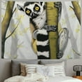 thumbnail image 2 of Creowell Lemur Tapestry, Exotic Wild Monkey Ring Tailed Hugging on Branch Cartoon, Fabric Wall Hanging Decor for Bedroom Living Room Dorm Painting, 2 of 6