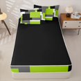 thumbnail image 4 of Homewish Green Geometric Square Zipper Twin Comforter Sets with Fitted Sheet and 2 Pillowcases,Modern Abstract Zipper Bedding Set,Black Reversible,4pcs, 4 of 8