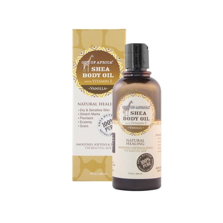 Vanilla Bath Oil - Out Of Africa Shea Butter Body Oil with Vitamin E, Vanilla, 9 fl Oz