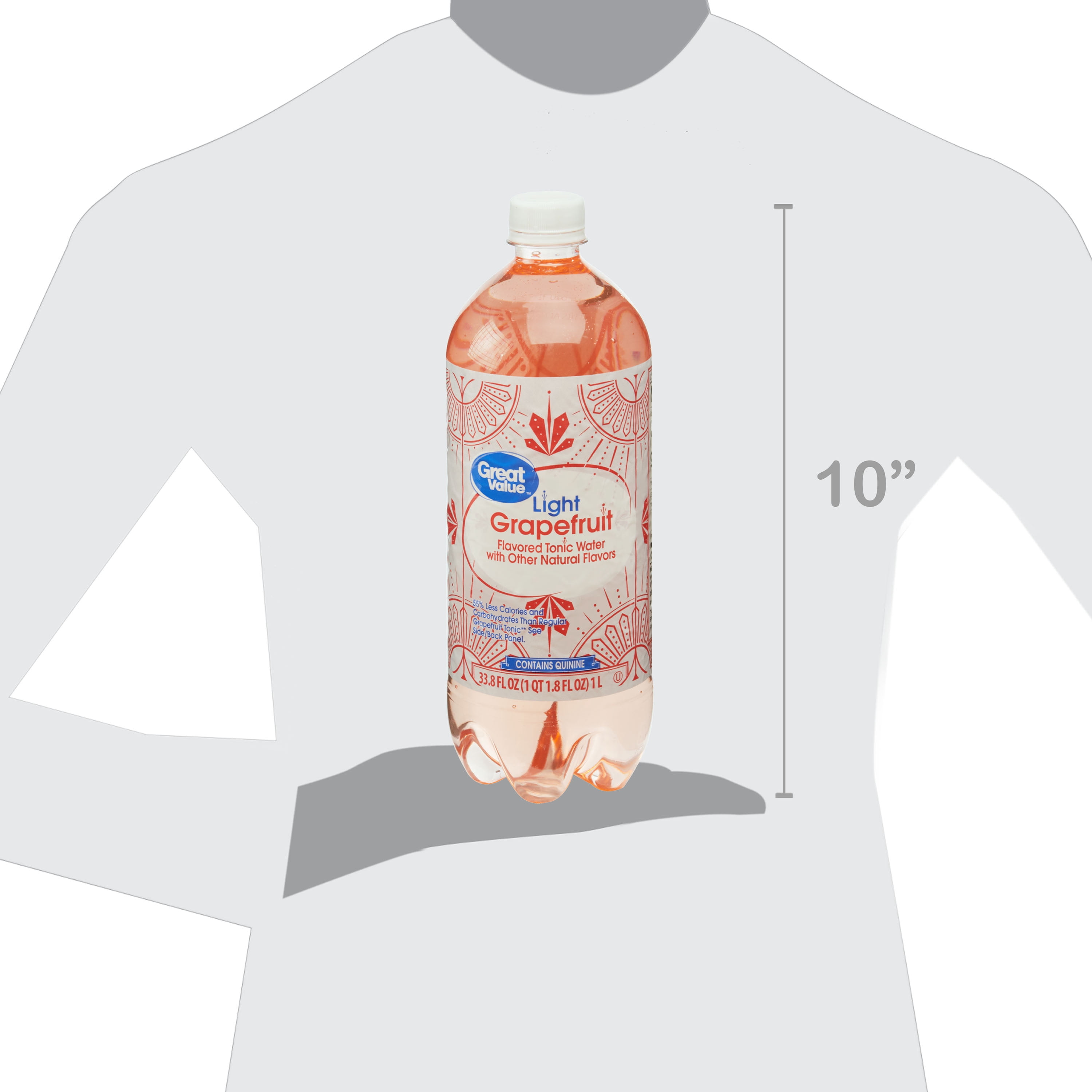 Great Value Light Grapefruit Flavored Tonic Water, 33.8 fl oz