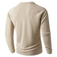 thumbnail image 5 of hlysgo Mens Waffle Henley Shirts Casual Long Sleeve Solid Color T-shirts Comfy Fall Winter Basic Tees Trendy Big Men's Pullover Clothes Khaki XXL, 5 of 10