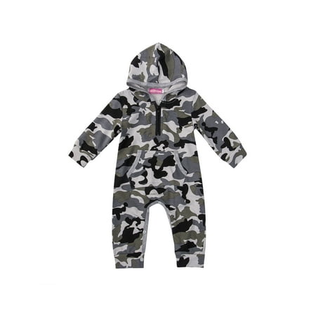 

Newborn Infant Baby Boy Romper Camouflage Hooded Jumpsuit Bodysuit Warm Clothes Outfit