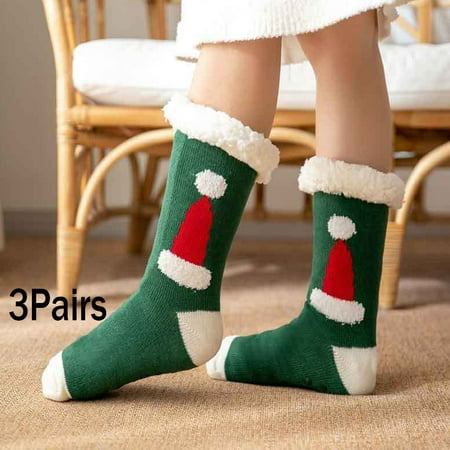 

Christmas Sock 3Pairs/set Winter Warm Kawaii Socks Soft Cute Santa Claus Deer Socks for Girl Christmas Gift Socks，#06