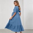 thumbnail image 4 of XiYing Robes pour Femmes, Robe de Maternité Unie à Manches Courtes à Volants pour Photographie de Soirée, Style Moulant à Col en V (P-2TG),, 4 of 7