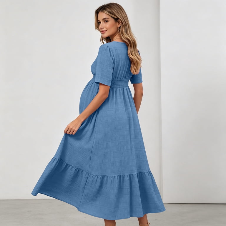 ankle length maternity dresses Elegant Desert Rose A-Line/Princess V-Neck Ankle-Length Short Sleeves Chiffon Maternity Dress Wedding Guest Dresses with Bowknot 2026