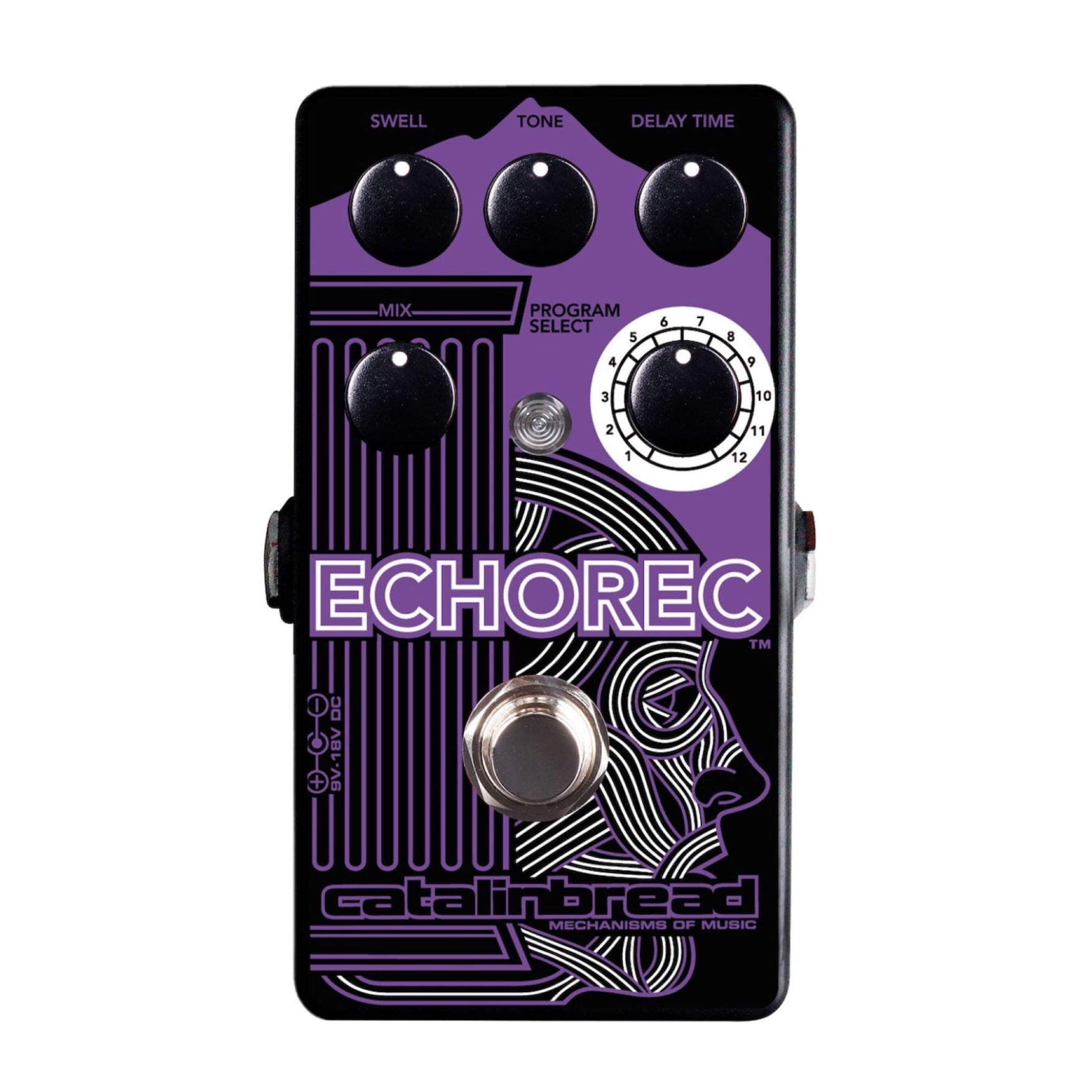 Open Box Catalinbread ECHOREC Multi-Head Delay Guitar Effects Pedal with Tone Knob, Swell Knob, and Arpeggio Chording (Purple)