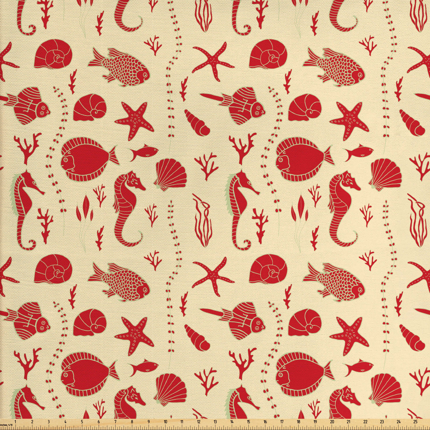 Nautical Fabric by The Yard, Undersea Composition Animals Pattern