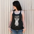 thumbnail image 2 of Women's Lost Gods Trench Coat Boombox Cat Racerback Tank Top Black Heather X Large, 2 of 4