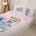 thumbnail image 3 of Homewish Kids Cute Camper Zipper Twin Comforter Sets with Fitted Sheet and 2 Pillowcases For Travel Trailers,Pink Flowers Floral Zipper Bedding Set For Girls,Black Reversible,4 Pieces, 3 of 7