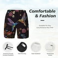 thumbnail image 3 of Yiaed Humming Bird Print Mens Swim Trunks Bathing Suit Compression Liner Beach Swim Shorts Swimwear Quick Dry Zipper Pocket No-Chafing Board Short-XX-Large, 3 of 6
