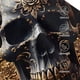 thumbnail image 3 of Balery Gold Pattern Black Skull Gorra de béisbol de tamaño ajustable para correr, entrenar y actividades al aire libre. Gorra de papá para todas las estaciones., 3 of 6