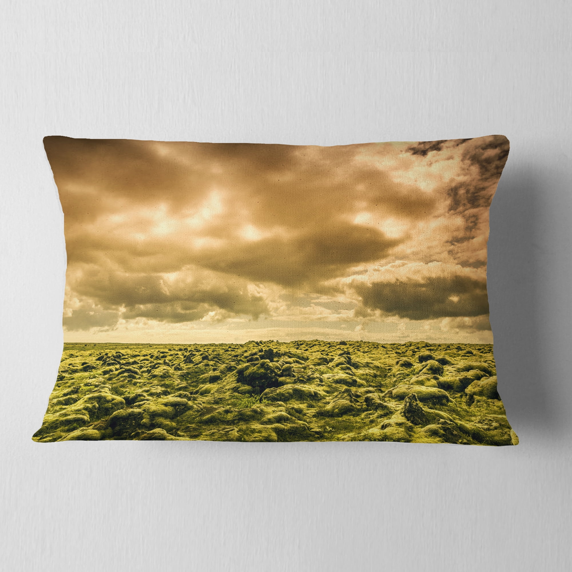 Designart Beautiful View of Sky and Moss - Landscape Printed Throw Pillow - 12x20