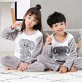 thumbnail image 1 of Conjuntos de pijamas cálidos para niños y niñas, ropa de dormir de franela gruesa de 3 a 14 años, conjunto de ropa interior térmica de lana para bebé, invierno, novedad, 1 of 4