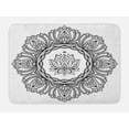 thumbnail image 1 of Ethnic Bath Mat, Monochrome Mandala Inspired Floral Ornaments Graphic Plain Background, Plush Bathroom Decor Mat with Non Slip Backing, 29.5" X 17.5", Charcoal Grey and White, by Ambesonne, 1 of 2