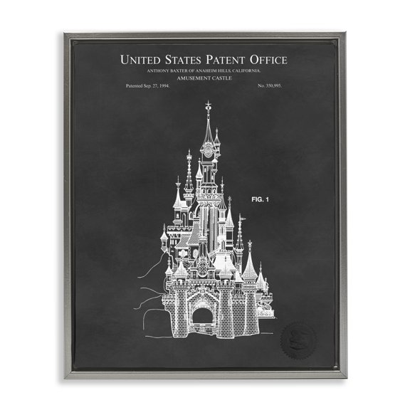 Stupell Industries Victorian Detailed Castle Diagram Chart Gray Floating Frame Canvas Art, 17 x 21, by Karl Hronek