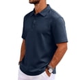 thumbnail image 4 of OIOLOYJM Mens Short Sleeve Polo Shirts Quick Dry Casual Lightweight Work Golf Shirts Breathable Classic Fit Soft Workout T-Shirt Navy L, 4 of 8